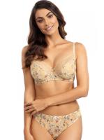 Комплект Ewa Bien Asija - бюстгальтер полумягкий B152 и стринги C201 Телесный с цветами