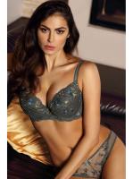 Комплект Ewa Bien Tamal - бюстгальтер push up B214 и полные трусики C100 Графитово-бирюзово-золотой