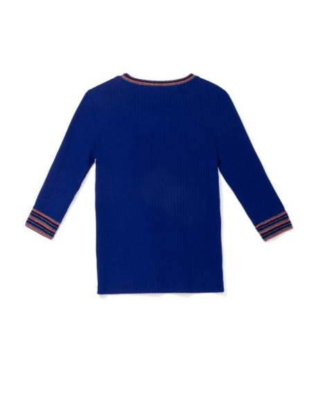 Ультрамодный джемпер в рубчик с контрастными манжетами и мерцающим блеском 835 Ультрамодный джемпер в рубчик с контрастными манжетами и мерцающим блеском 835