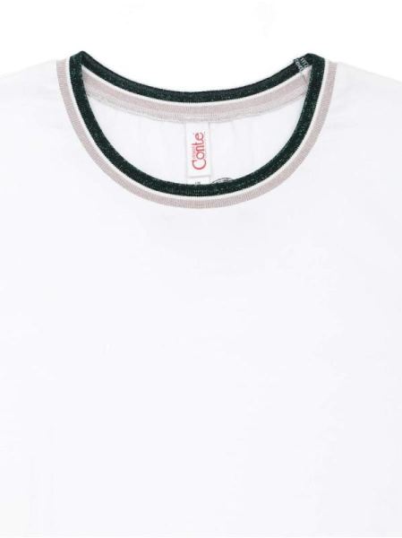 Белая футболка с сияющей вышивкой LD 1107 Белая футболка с сияющей вышивкой LD 1107