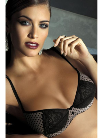 Бюстгальтер формованный Kinga Rhinestone PU-422 Черно-серый