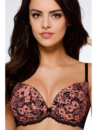 Бюстгальтер push up Ava Brigitte AV 1444 Черно-кораловый