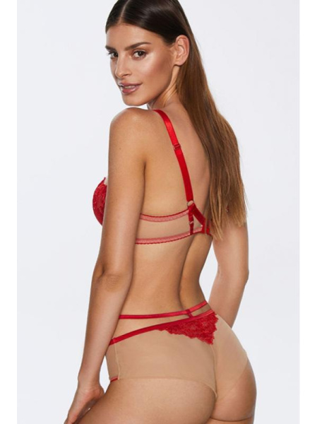 Комплект Kinga Mind Love - бюстгальтер push up PU-795 и бразилианки B-795/2 Красно-телесный