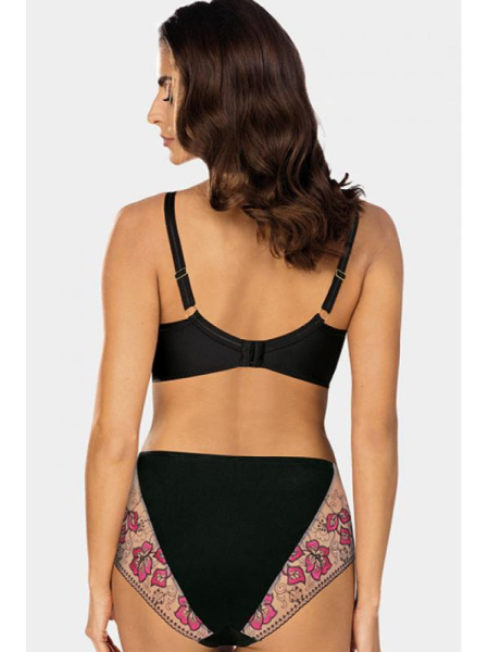 Комплект Ewa Bien Ivette - бюстгальтер с мягкой чашкой B161 и полные трусики C124 Черно-малиновый