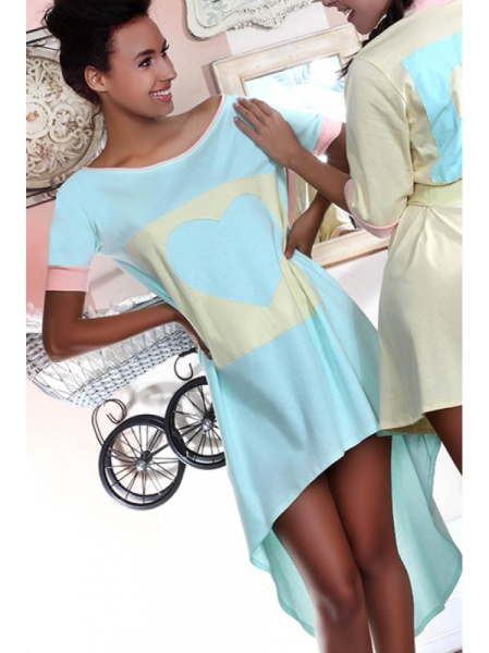 Ночная рубашка Pigeon P-367 Голубо-розово-желтый