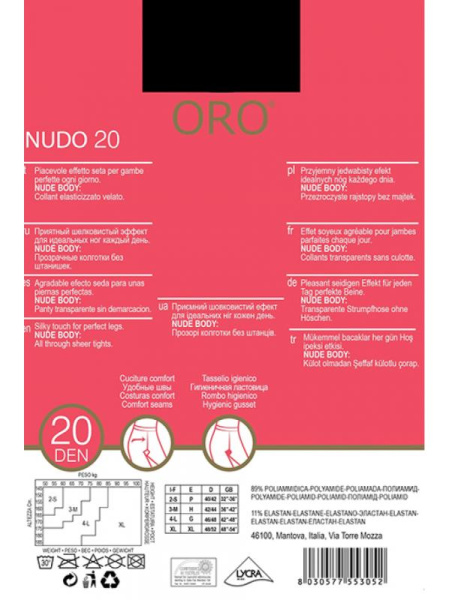 Колготки ORO Nudo 20 den без трусиковой части Черный Колготки ORO Nudo 20 den без трусиковой части Черный