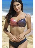 Купальник раздельный Ewlon A8243 - бюст формованный и полные трусики Графитово-рубиновый