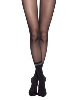 Колготки с имитацией носков и сияющим бортиком из люрекса HOLIDAY Lycra, р.4, Nero