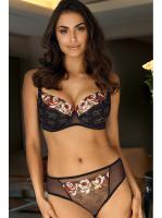 Комплект Ewa Bien Rozana - бюстгальтер полумягкий B150 и полные трусики C124 Черно-красно-золотой