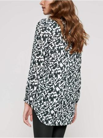 Рубашка с геометрическим рисунком из хлопка премиального качества LBL 1091 || Блуза жін. CE LBL 1091, р.170-84-90, white-black