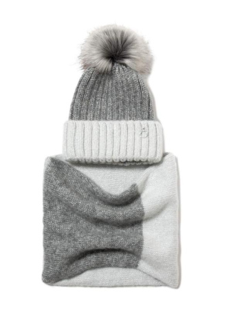 Вязаная шапочка из пряжи с мохером и шерстью || Шапка жін. CE 18С-199СП, р.54-56, сірий