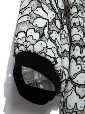 Кружевной джемпер с объемными рукавами LD 904 || Джемпер жін. CE LD 904, р.170-84, off-white-black