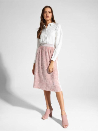 Однотонная рубашка из вискозы с фактурным кружевом LBL 1036