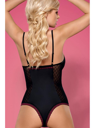 Боди Obsessive 819-TED-1 Черно-малиновый || Боди Obsessive 819-TED-1 Черно-малиновый