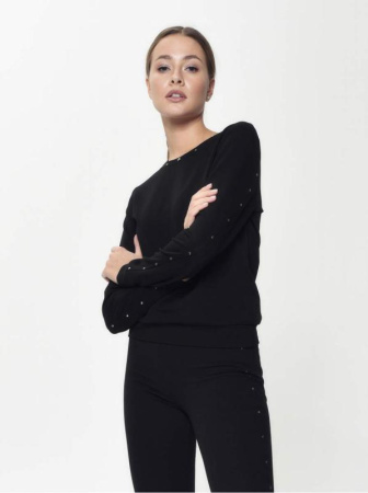 Ультракомфортный свитшот с металлическим декором LD 887 || Джемпер жін. CE LD 887, р.170-88, black