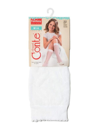 Гольфы детские полиамидные MIA || Напівпанчохи дит. нарядні MIA, р.18, Bianco