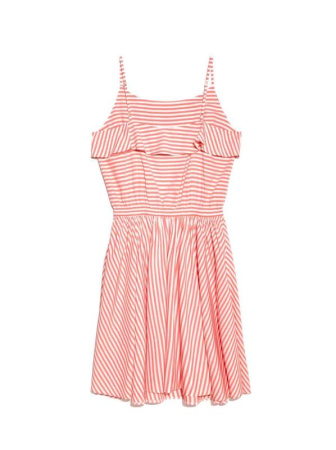 Ультрамодное платье в полоску на тонких бретелях LPL 911 || Плаття жін. CE LPL 911, р.170-92-98, white-coral