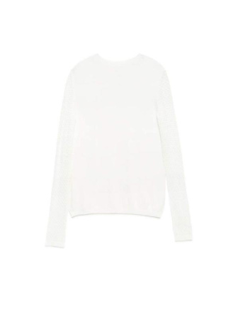 Вязаный джемпер с ажурными рукавами из пряжи с вискозой LDK 090 || Джемпер жін. CE LDK090 19С-132СП, р.170-84, off-white