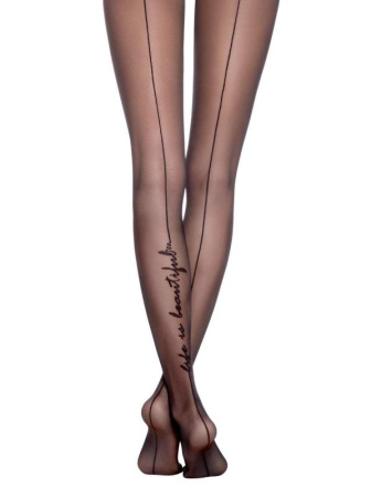 Колготки с имитацией шва и тату-рисунком BEAUTY, р.4, Nero