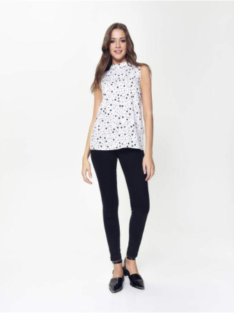 Легкая блузка со звездным принтом LBL 885 || Блуза жін. CE LBL 885, р.170-84-90, white-black