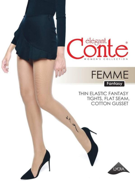 Колготки з тату-малюнком FEMME, р. 5, Nero Колготки з тату-малюнком FEMME, р. 5, Nero