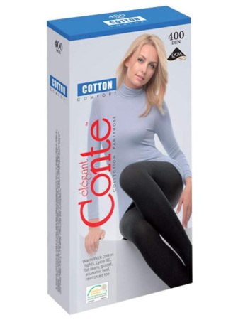 Теплые колготки из хлопка с лайкрой COTTON 400 Lycra, р.3, Nero || Теплые колготки из хлопка с лайкрой COTTON 400 Lycra, р.3, Nero