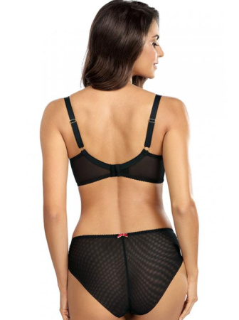 Комплект Ewa Bien Rozana - бюстгальтер полумягкий B150 и полные трусики C124 Черно-красно-золотой || Комплект Ewa Bien Rozana - бюстгальтер полумягкий B150 и полные трусики C124 Черно-красно-золотой