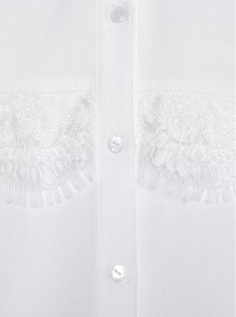 Однотонная рубашка из вискозы с фактурным кружевом LBL 1036 || Блуза жін. CE LBL 1036, р.170-88-94, off-white