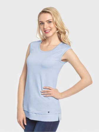 Футболка со вставкой из легкого шифона LD 715