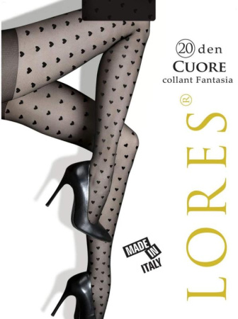 Колготки с узором LORES Cuore 20, 5, nero(чёрный)