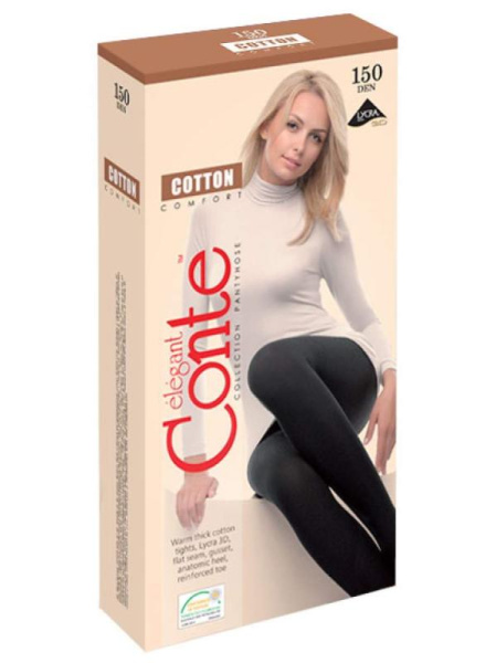 Теплые колготки из хлопка с лайкрой COTTON 150 Lycra, р.2, Grafit Теплые колготки из хлопка с лайкрой COTTON 150 Lycra, р.2, Grafit