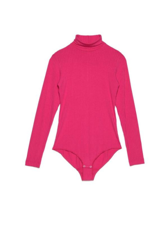 Классическая боди-водолазка в рубчик из вискозы премиального качества LBD 1030 || Боді жін. CE LBD 1030, р.164-100-106, pink sorbet