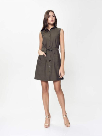 Платье-рубашка без рукавов с легким блеском LPL 915 || Плаття жін. CE LPL 915, р.170-96-102, khaki