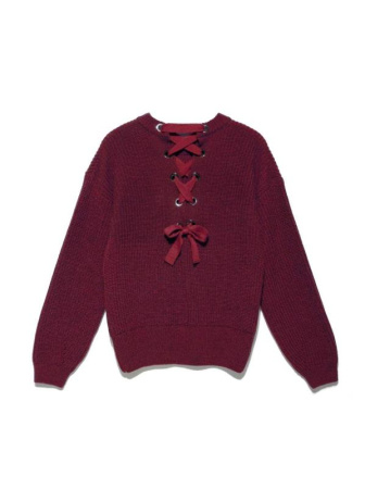 Стильный джемпер из объемной пряжи со шнуровкой на спине LDK 073 || Джемпер жін. CE LDK073 18С-225СП, р.170-92, grape wine