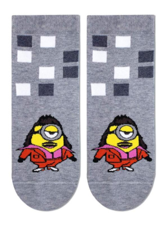 НОСКИ МУЖСКИЕ 2138 MINIONS (укороченные), р.29, 296 СЕРЫЙ МЕЛАНЖ