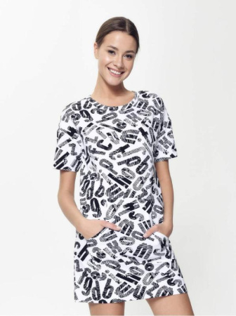 Хлопковая туника с принтом LTH 897 || Туніка жін. CE LTH 897, р.170-88-94, black-white logo