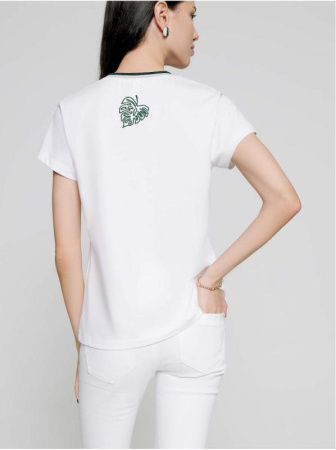 Белая футболка с сияющей вышивкой LD 1107