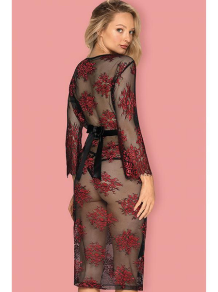 Пеньюар Obsessive Redessia peignoir Черно-красный