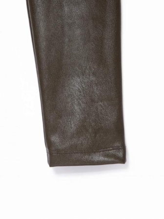 Моделирующие термолеггинсы с высокой посадкой из искусственной кожи BELLA CONTE || Моделюючі термолеггинсы з високою посадкою зі штучної шкіри BELLA CONTE, р. 170-90, deep khaki