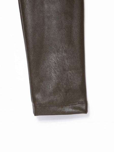 Моделирующие термолеггинсы с высокой посадкой из искусственной кожи BELLA CONTE, р.170-102, deep khaki