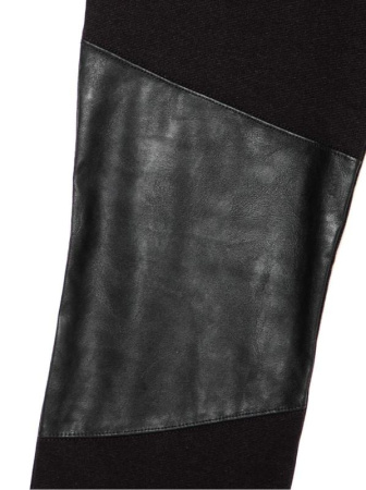 Ультрамодные байкерские леггинсы со вставками "под кожу" HARLEY, р.170-98, Nero