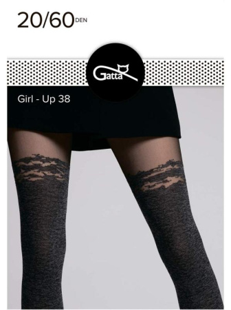 Колготки с имитацией GATTA Girl-UP 38, 2, nero/melange(чёрный/серый меланж)