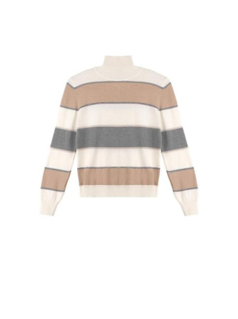 Экстрамягкий свитер в полоску с металлическим блеском 034 || Джемпер жін. CE LDK034 17С-165СП, р.158,164-88, бежево-сірий