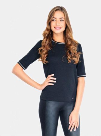 Фактурный джемпер в стиле спорт-шик LD 685 || ВТЖ Джемпер жін. CELG LD 685, р.170,176-100, чорний