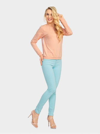 Джемпер с брошью и со вставкой из ткани с цветочным рисунком LD 704 || ВТЖ Джемпер жін. CE LD 704, р.158,164-84, персик