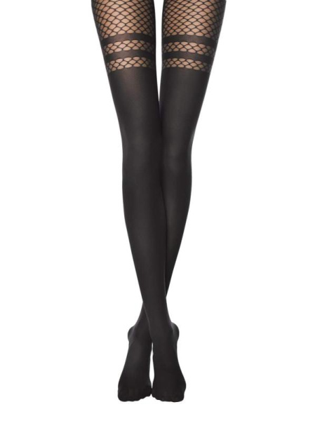 Колготки в крупну сітку з імітацією гольфинов IMPULSE Lycra, р. 4, Nero