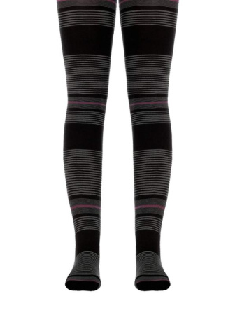 Колготки из микрофибры в разноцветную полоску MARIT, р.140-146, Nero