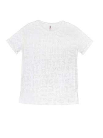 Футболка с разрезами по бокам и рисунком буквы LD 730 || Джемпер жін. CE LD 730, р.170-96, білий