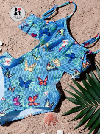 Слитный купальник с воланом SWEET BUTTERFLY