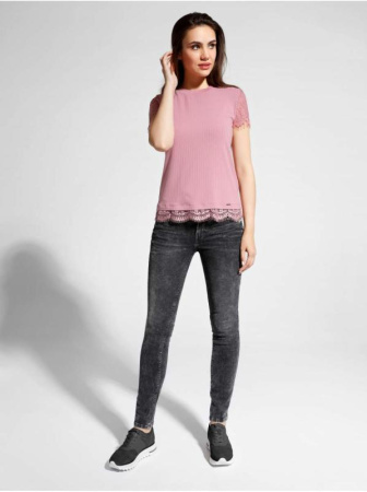 Фактурный топ из вискозы премиального качества с кружевом LD 1033 || Джемпер жін. CE LD 1033, р.170-96, deep dusty rose